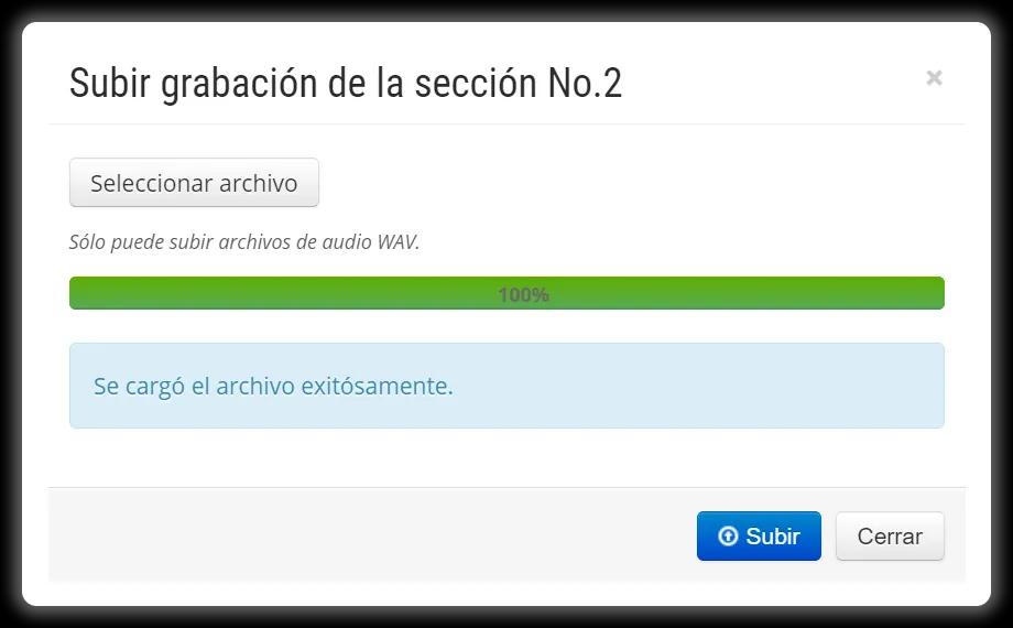 Subir archivos WAV