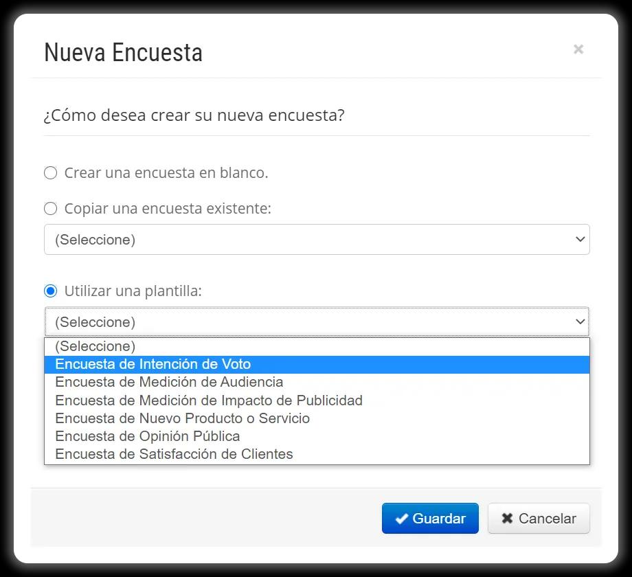 Crear una encuesta utilizando una plantilla