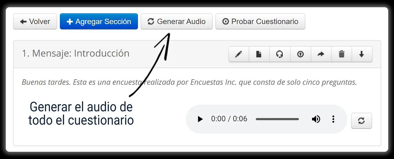 Generar el audio de todo el cuestionario