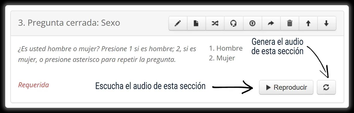Generar el audio de una sección