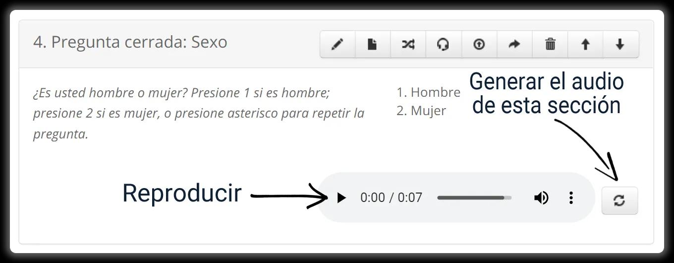 Generar el audio de una sección